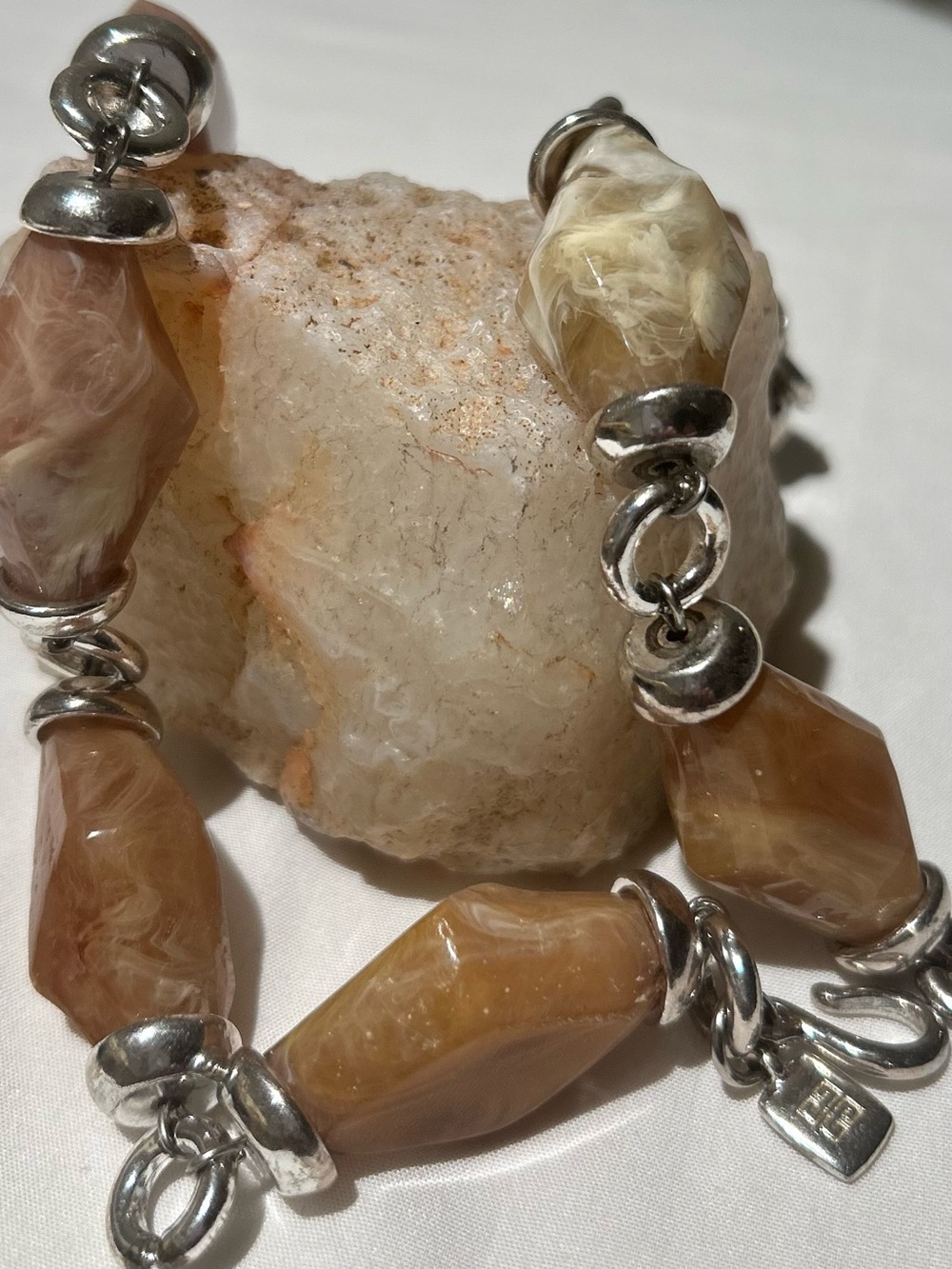 Givenchy Signed Vintage Marbled Lucite Necklace, 19”